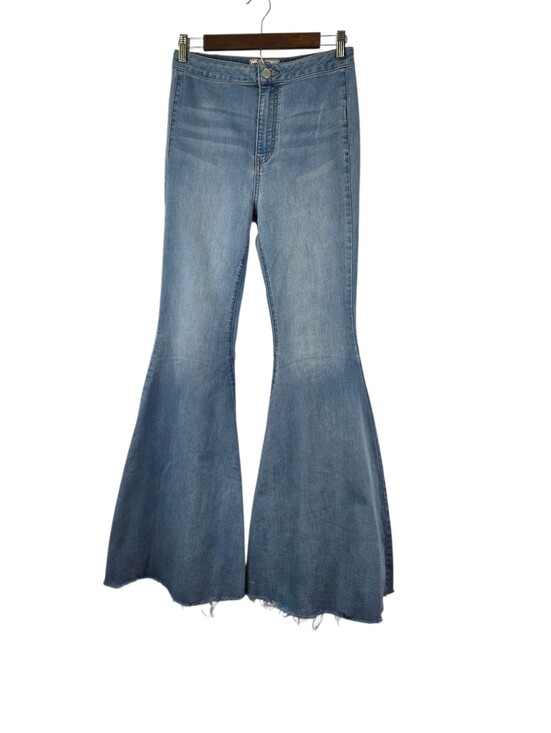 Free People Denim - FREE PEOPLE Size 27 Just Float On Flare Jeans Bell Bottoms RAW Hem High Waist